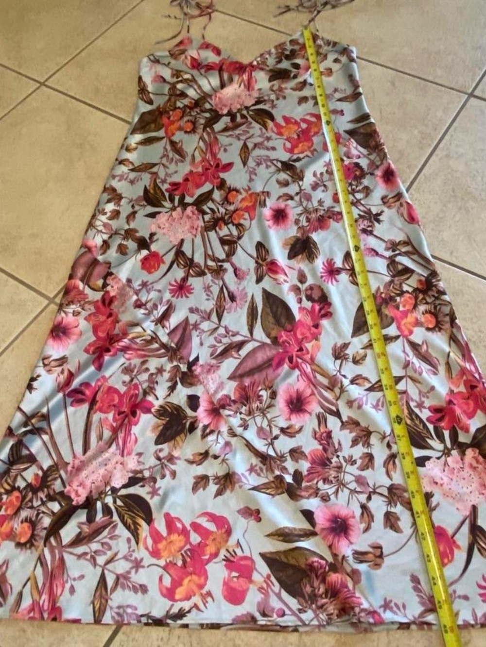 Victoria's Secret Light Blue Floral Slip Dress with Pink Accents - Picture 7 of 8